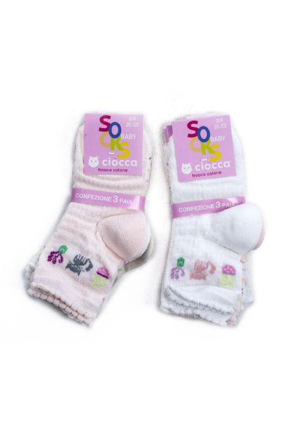 TRIPACK CALZA CORTA NEONATA CIOCCA 3/786 122119